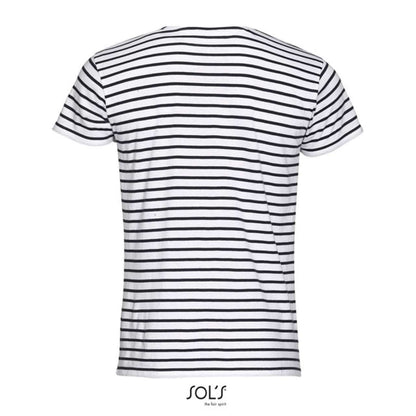 SOL'S MILES MEN - ROUND NECK STRIPED T-SHIRT - White/Navy - Additional