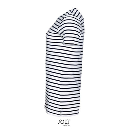 SOL'S MILES WOMEN - ROUND NECK STRIPED T-SHIRT - White/Navy - Additional