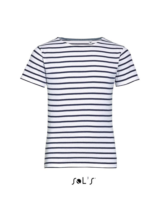 SOL'S MILES KIDS' - ROUND NECK STRIPED T-SHIRT - White/Navy - Main