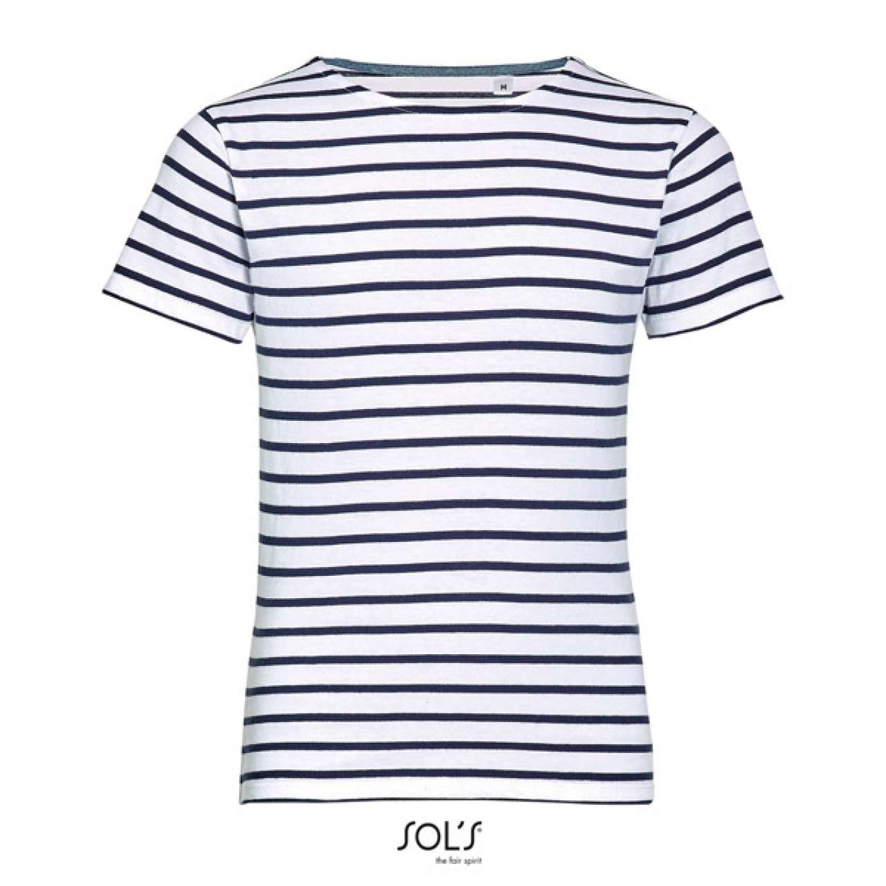 SOL'S MILES KIDS' - ROUND NECK STRIPED T-SHIRT - White/Navy - Additional