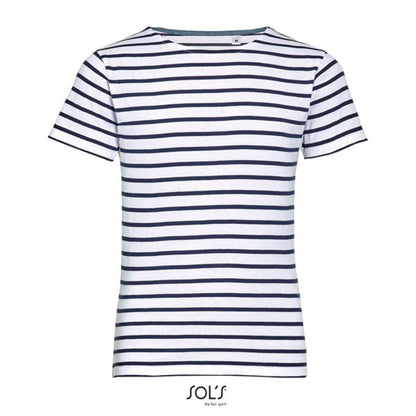 SOL'S MILES KIDS' - ROUND NECK STRIPED T-SHIRT - White/Navy - Additional