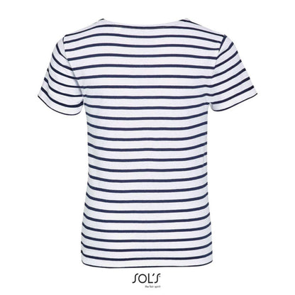 SOL'S MILES KIDS' - ROUND NECK STRIPED T-SHIRT - White/Navy - Additional