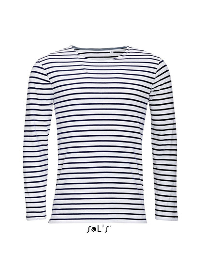 SOL'S MARINE MEN - LONG SLEEVE STRIPED T-SHIRT - White/Navy - Main