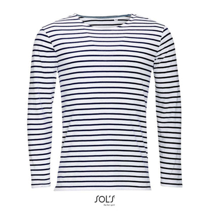 SOL'S MARINE MEN - LONG SLEEVE STRIPED T-SHIRT - White/Navy - Additional