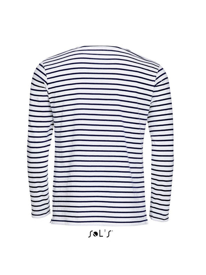 SOL'S MARINE MEN - LONG SLEEVE STRIPED T-SHIRT - White/Navy - Additional