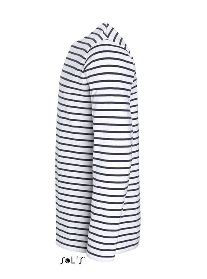 SOL'S MARINE MEN - LONG SLEEVE STRIPED T-SHIRT - White/Navy - Additional