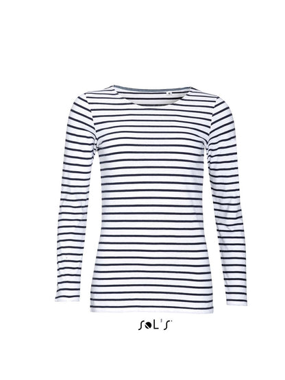 SOL'S MARINE WOMEN - LONG SLEEVE STRIPED T-SHIRT - White/Navy - Main