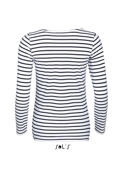 SOL'S MARINE WOMEN - LONG SLEEVE STRIPED T-SHIRT - White/Navy - Additional