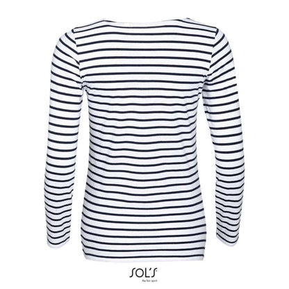 SOL'S MARINE WOMEN - LONG SLEEVE STRIPED T-SHIRT - White/Navy - Additional