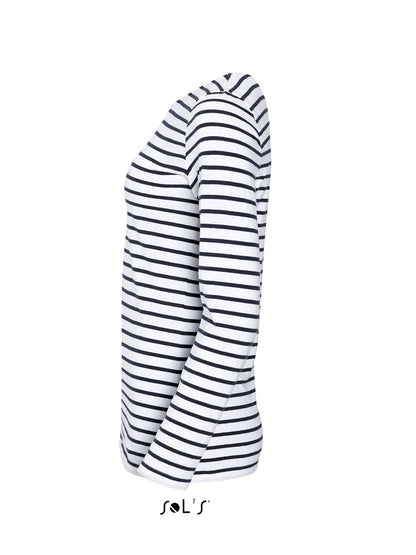 SOL'S MARINE WOMEN - LONG SLEEVE STRIPED T-SHIRT - White/Navy - Additional