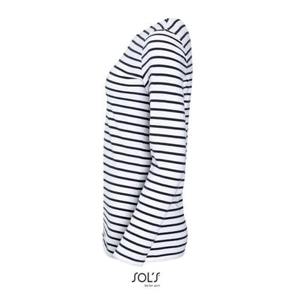 SOL'S MARINE WOMEN - LONG SLEEVE STRIPED T-SHIRT - White/Navy - Additional