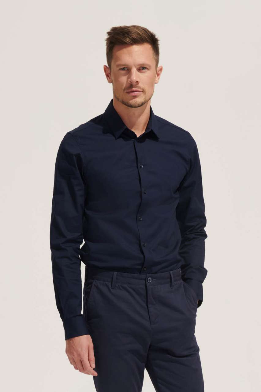 SOL'S BLAKE MEN - LONG SLEEVE STRETCH SHIRT - Black - Model