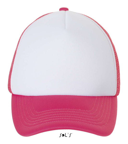 SOL'S BUBBLE - FIVE PANEL MESH CAP - White/Neon Coral - Main