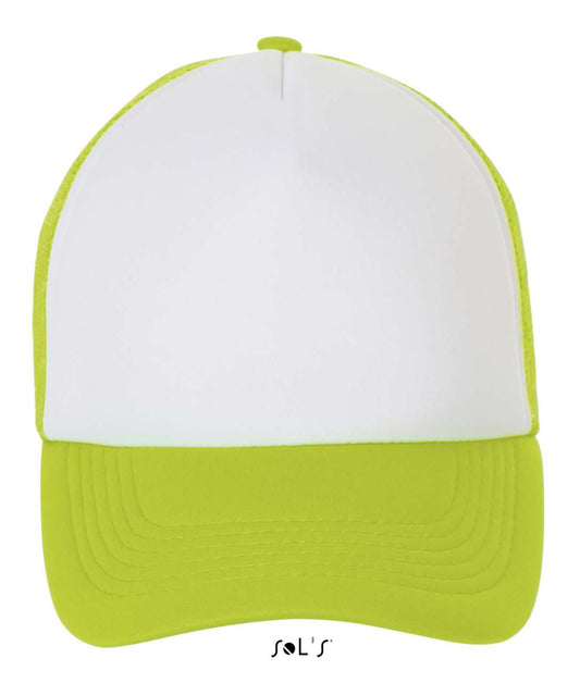 SOL'S BUBBLE - FIVE PANEL MESH CAP - White/Neon Green - Main