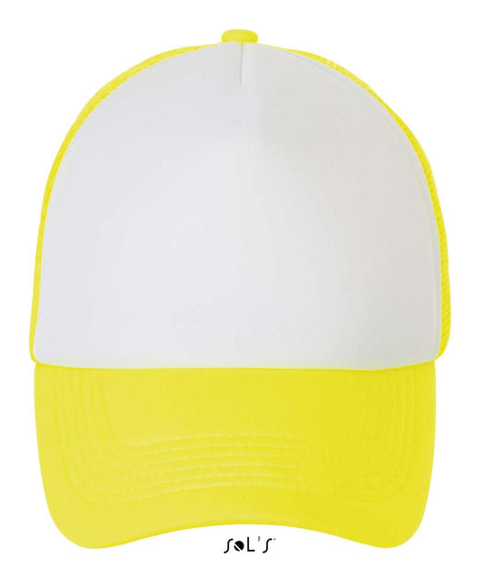 SOL'S BUBBLE - FIVE PANEL MESH CAP - White/Neon Yellow - Main