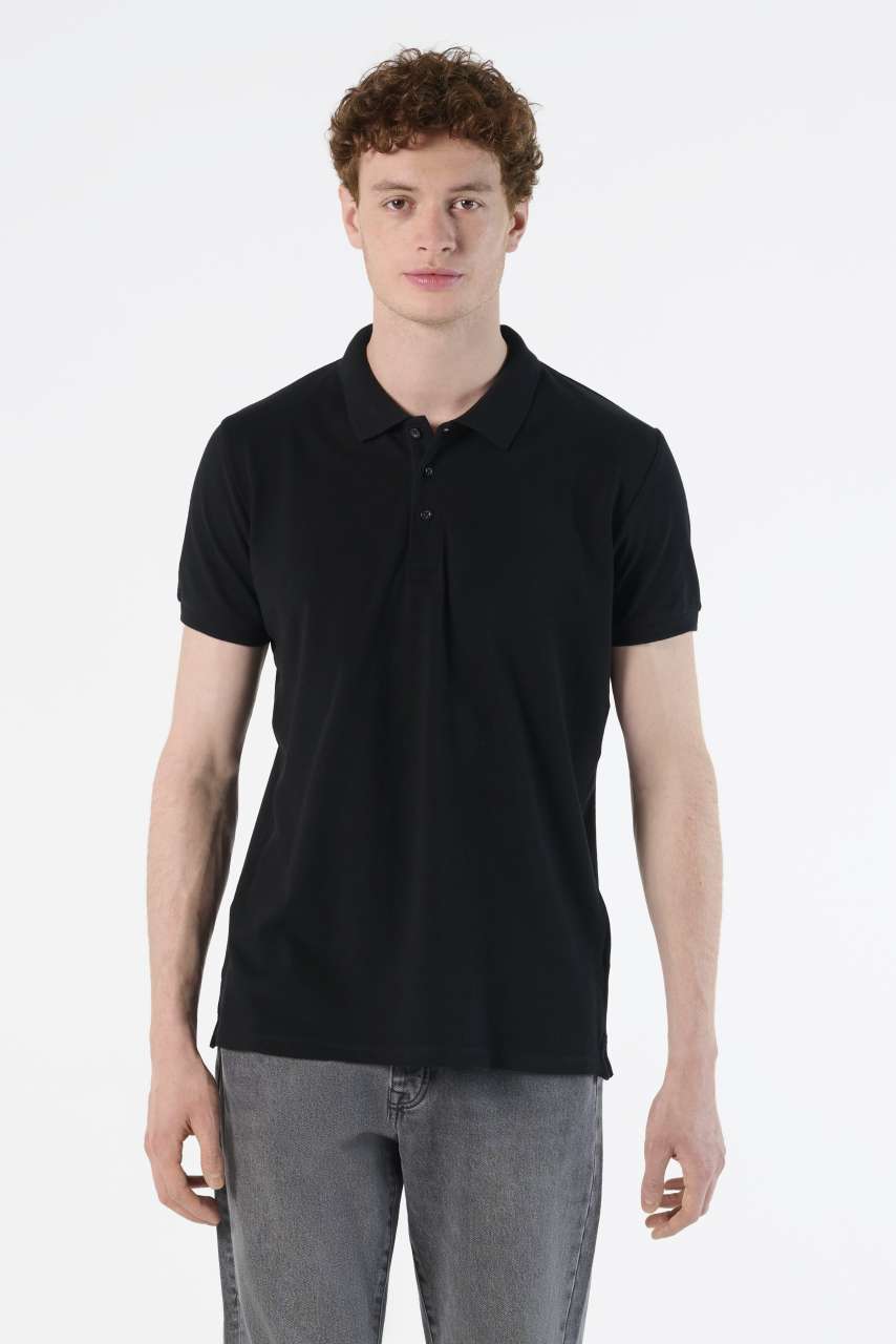 SOL'S PHOENIX MEN - COTTON-ELASTANE POLO SHIRT - Black - Model