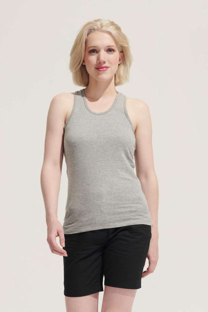 SOL'S JUSTIN WOMEN - RACERBACK TANK TOP - Grey Melange - Model
