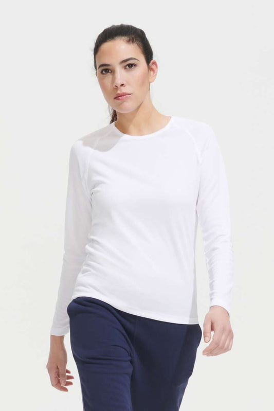 SOL'S SPORTY LSL WOMEN - LONG SLEEVE SPORTS T-SHIRT - White - modelimageurl