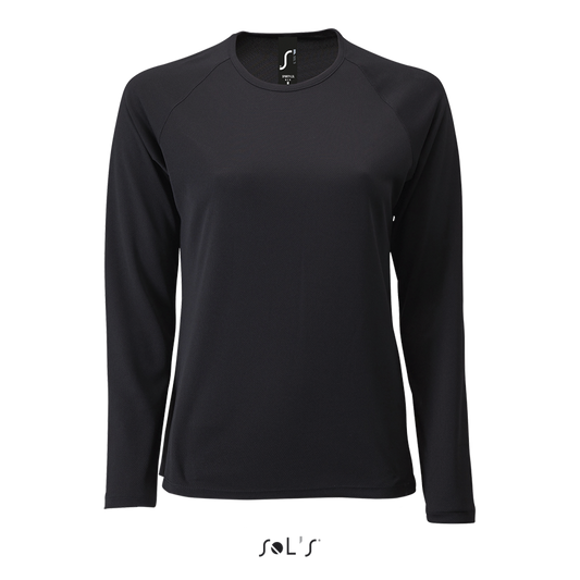 SOL'S SPORTY LSL WOMEN - LONG SLEEVE SPORTS T-SHIRT - Black - colorimageurl