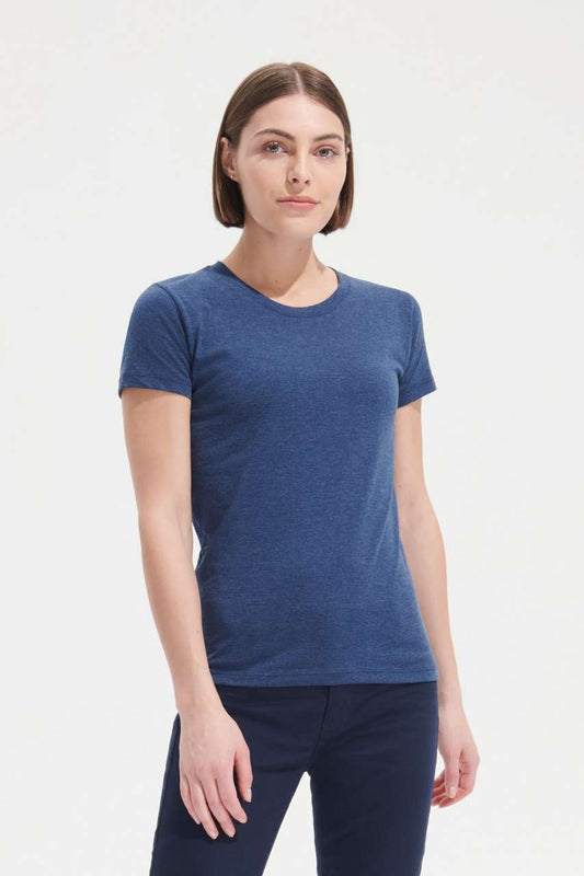 SOL'S REGENT FIT WOMEN ROUND COLLAR FITTED T-SHIRT - Deep Black - modelimageurl