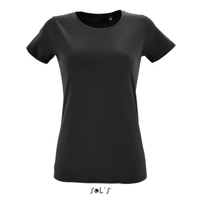 SOL'S REGENT FIT WOMEN ROUND COLLAR FITTED T-SHIRT - Deep Black - colorimageurl