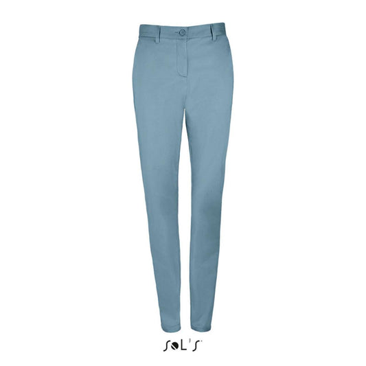 SOL'S JARED WOMEN - SATIN STRETCH TROUSERS - Creamy Dark Blue - colorimageurl