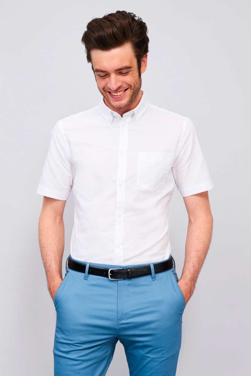 SOL'S BRISBANE FIT - SHORT SLEEVE OXFORD MEN'S SHIRT - Sky Blue - modelimageurl