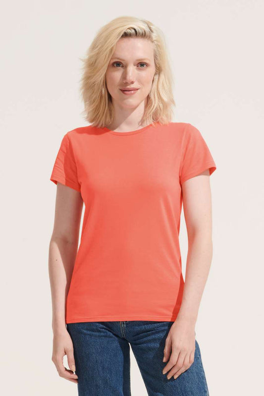SOL'S CRUSADER WOMEN - ROUND-NECK FITTED JERSEY T-SHIRT - Orange - modelimageurl