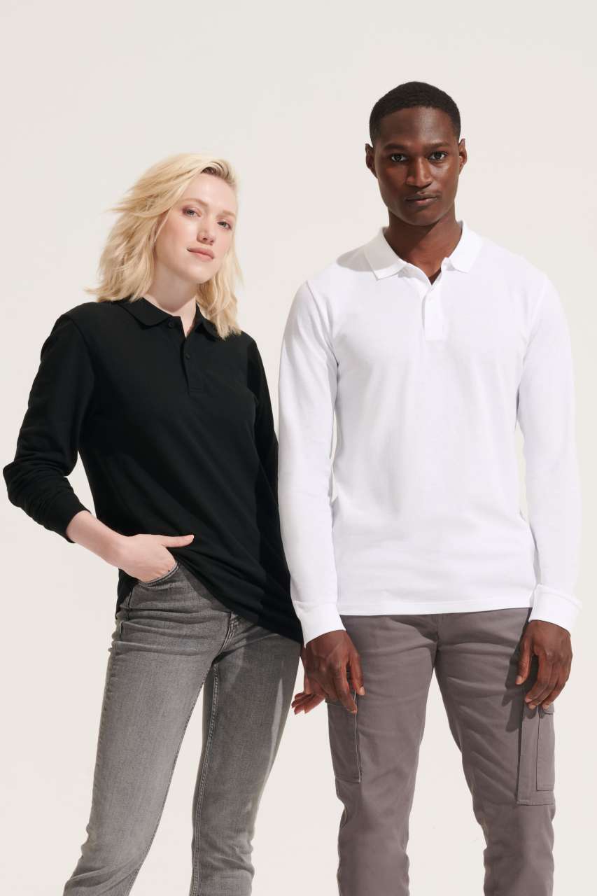 SOL'S PLANET LSL - UNISEX LONG SLEEVE POLO SHIRT - Black - modelimageurl
