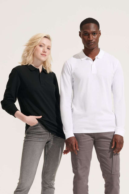 SOL'S PLANET LSL - UNISEX LONG SLEEVE POLO SHIRT - Black - modelimageurl
