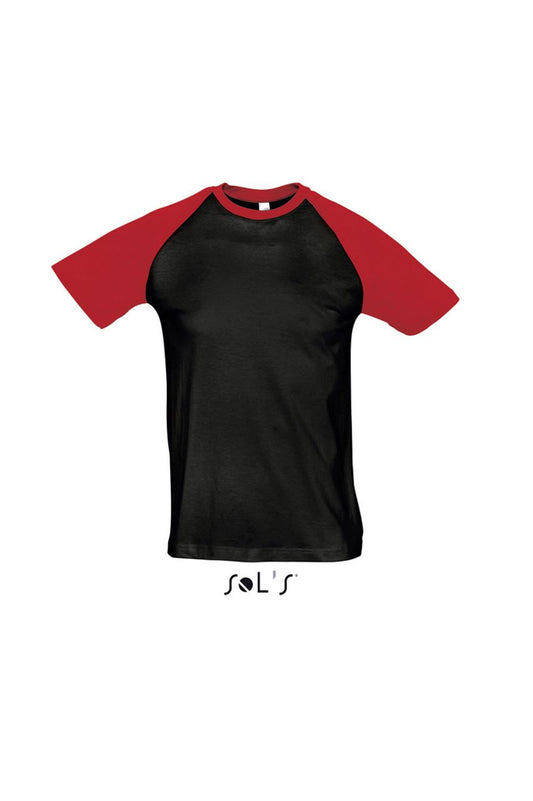 SOL'S FUNKY - MEN'S 2-COLOUR RAGLAN SLEEVES T-SHIRT - Black/Red - Main