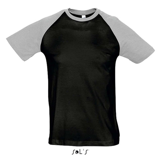 SOL'S FUNKY - MEN'S 2-COLOUR RAGLAN SLEEVES T-SHIRT - Black/Grey Melange - Main