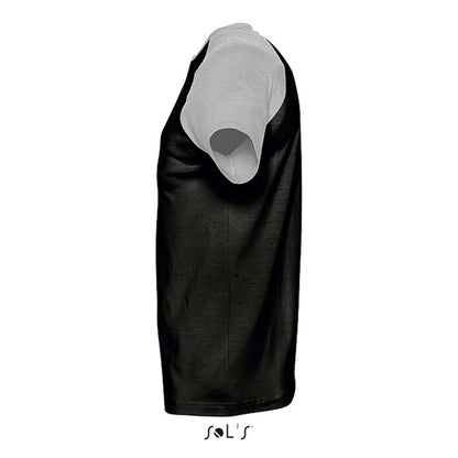 SOL'S FUNKY - MEN'S 2-COLOUR RAGLAN SLEEVES T-SHIRT - Black/Grey Melange - Additional