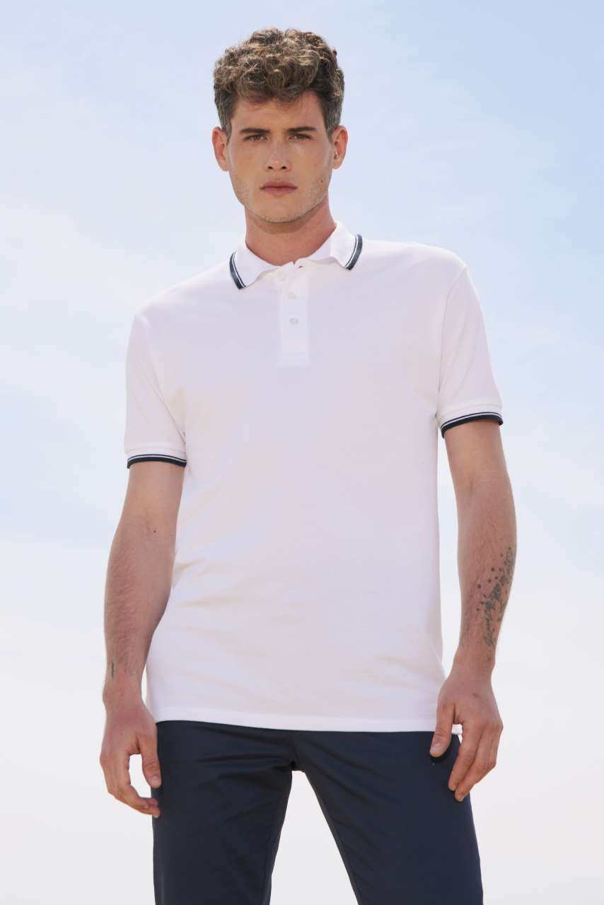 SOL'S PRACTICE MEN - POLO SHIRT - White/Navy - Model