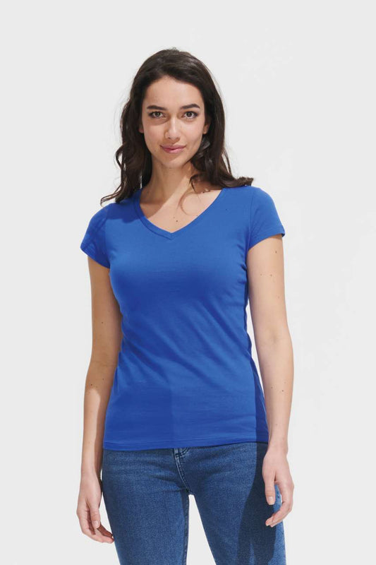SOL'S MOON - WOMEN’S V-NECK T-SHIRT - Royal Blue - Model