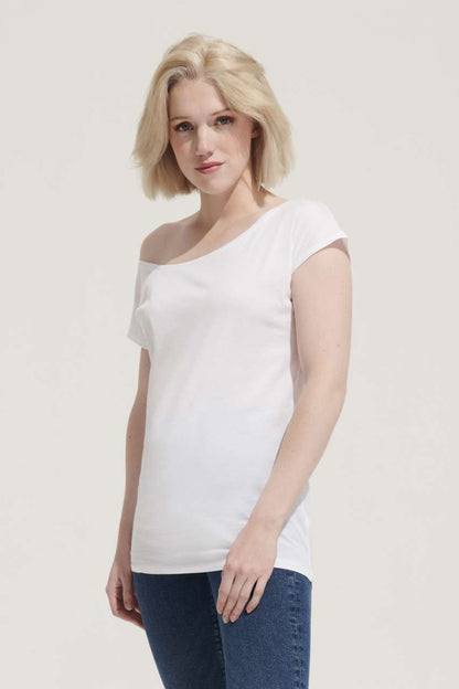SOL'S MARYLIN - WOMEN’S SHORT SLEEVE LONG KIMONO T-SHIRT - White - Model