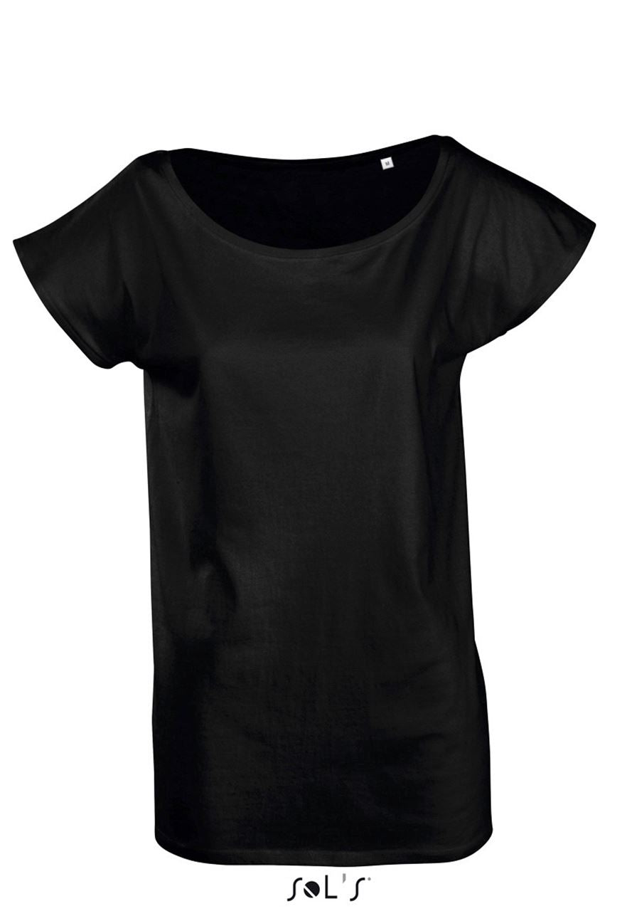 SOL'S MARYLIN - WOMEN’S SHORT SLEEVE LONG KIMONO T-SHIRT - Deep Black - Main