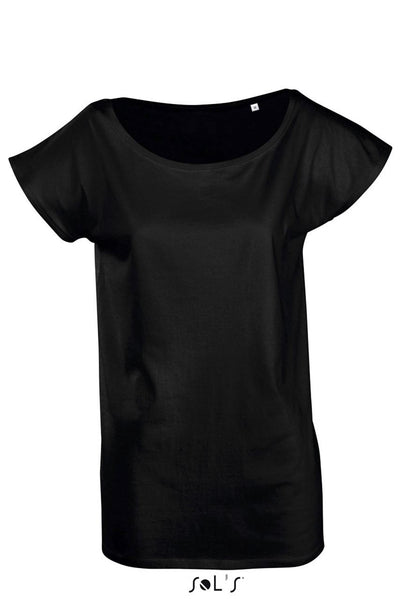 SOL'S MARYLIN - WOMEN’S SHORT SLEEVE LONG KIMONO T-SHIRT - Deep Black - Main