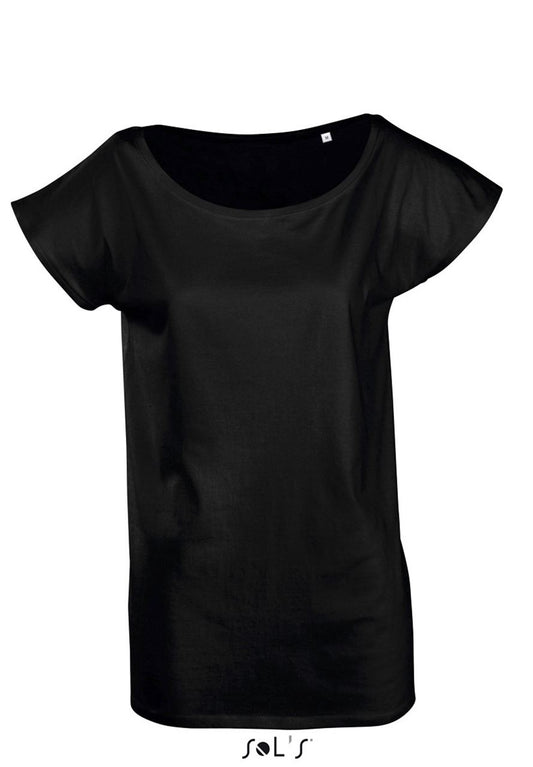 SOL'S MARYLIN - WOMEN’S SHORT SLEEVE LONG KIMONO T-SHIRT - Deep Black - Main