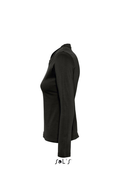 SOL'S MAJESTIC - WOMEN'S ROUND COLLAR LONG SLEEVE T-SHIRT - Deep Black - Additional