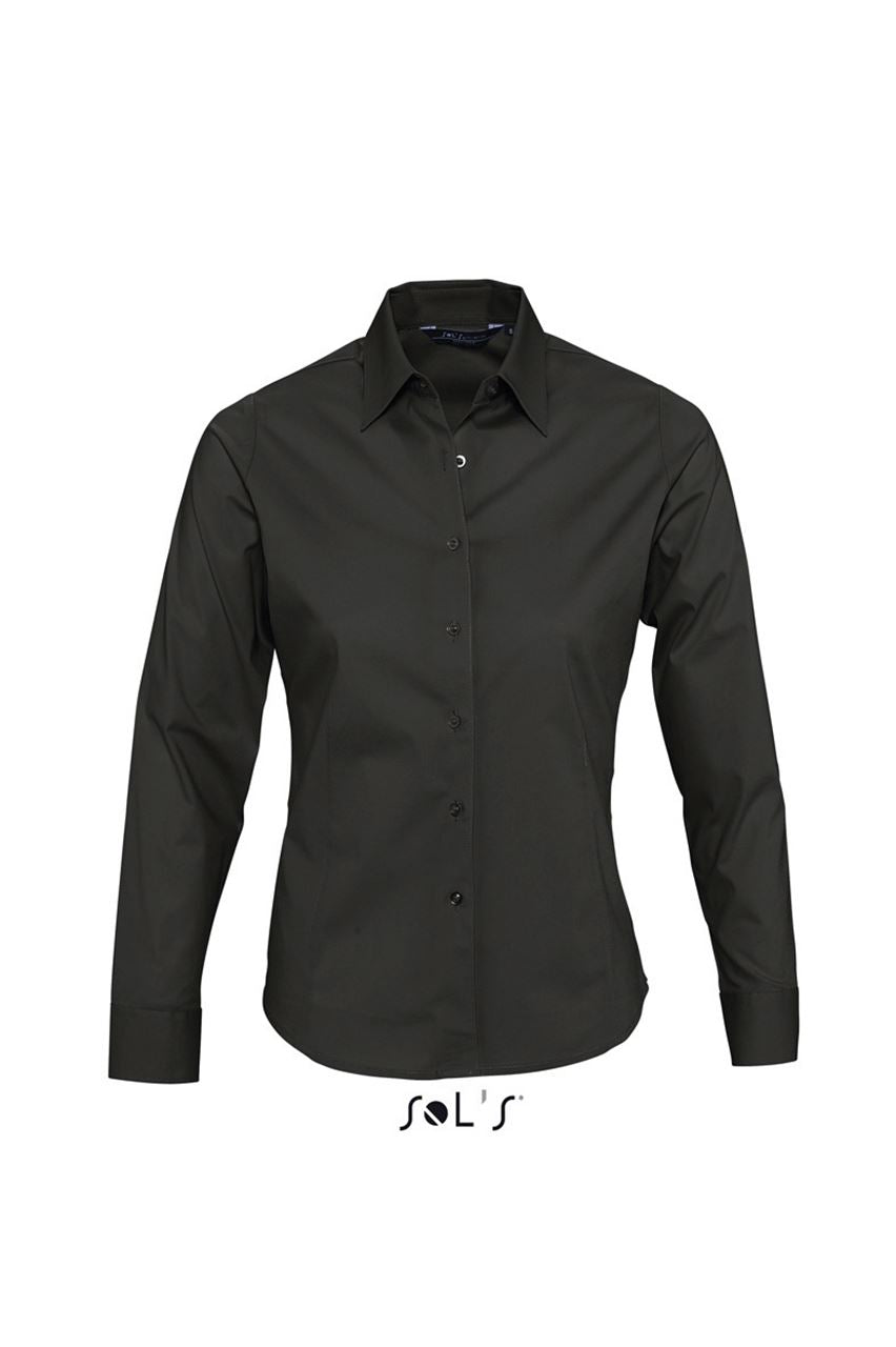 SOL'S EDEN - LONG SLEEVE STRETCH WOMEN'S SHIRT - Black - Main