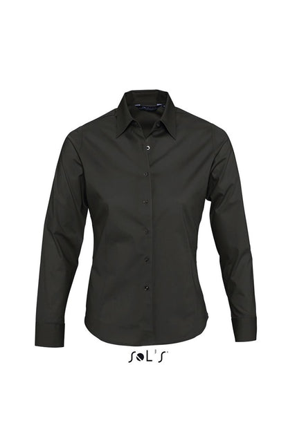 SOL'S EDEN - LONG SLEEVE STRETCH WOMEN'S SHIRT - Black - Main