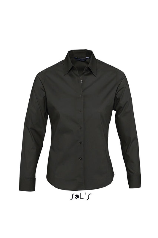 SOL'S EDEN - LONG SLEEVE STRETCH WOMEN'S SHIRT - Black - Main
