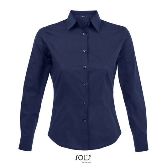 SOL'S EDEN - LONG SLEEVE STRETCH WOMEN'S SHIRT - Dark Blue - Main