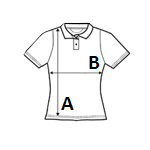 WOMEN'S STRETCH POLO - Navy size chart