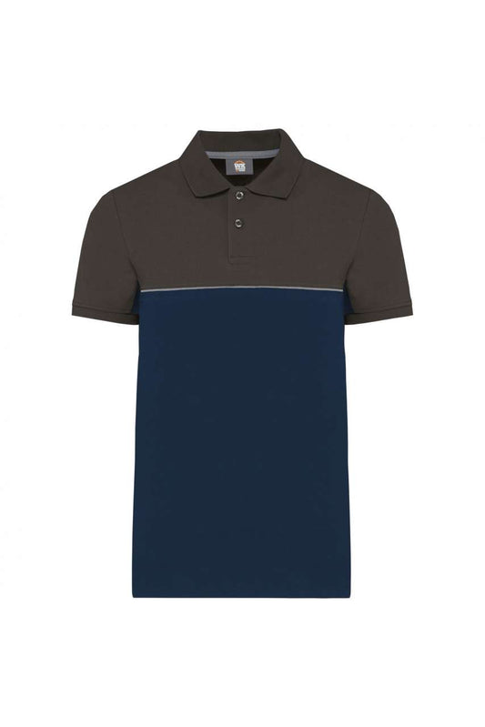 UNISEX ECO-FRIENDLY TWO-TONE SHORT SLEEVE POLO SHIRT - Navy/Royal Blue - colorimageurl