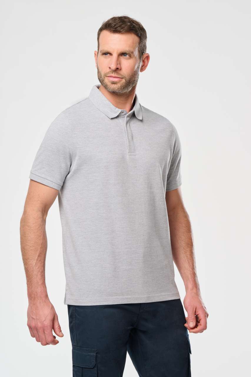 MEN'S SHORT SLEEVE STUD POLO SHIRT - Black - modelimageurl