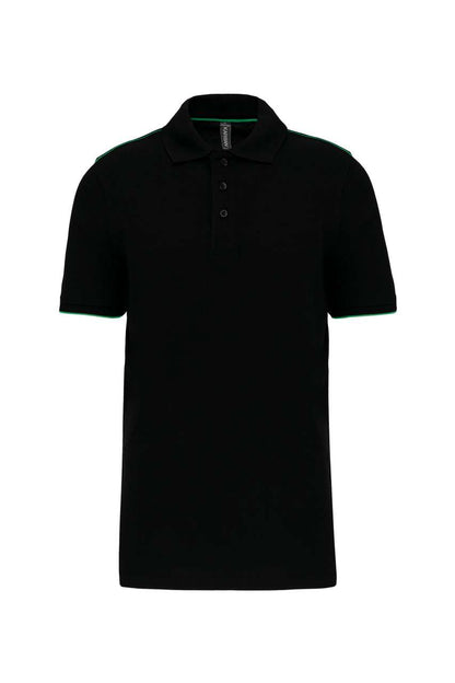 MEN'S SHORT-SLEEVED CONTRASTING DAYTODAY POLO SHIRT - Black/Kelly Green - colorimageurl