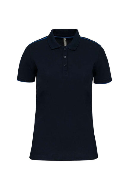 LADIES' SHORT-SLEEVED CONTRASTING DAYTODAY POLO SHIRT - Navy/Light Royal Blue - colorimageurl