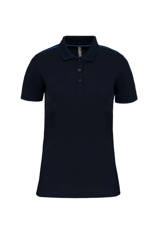 LADIES' SHORT-SLEEVED CONTRASTING DAYTODAY POLO SHIRT - Navy/Light Royal Blue - colorimageurl